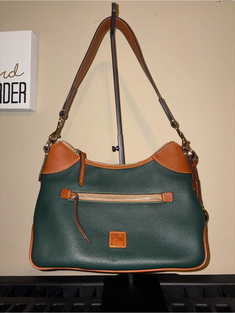 Dooney & Bourke Pebble Grain Hobo Green & Brown Leather Bag